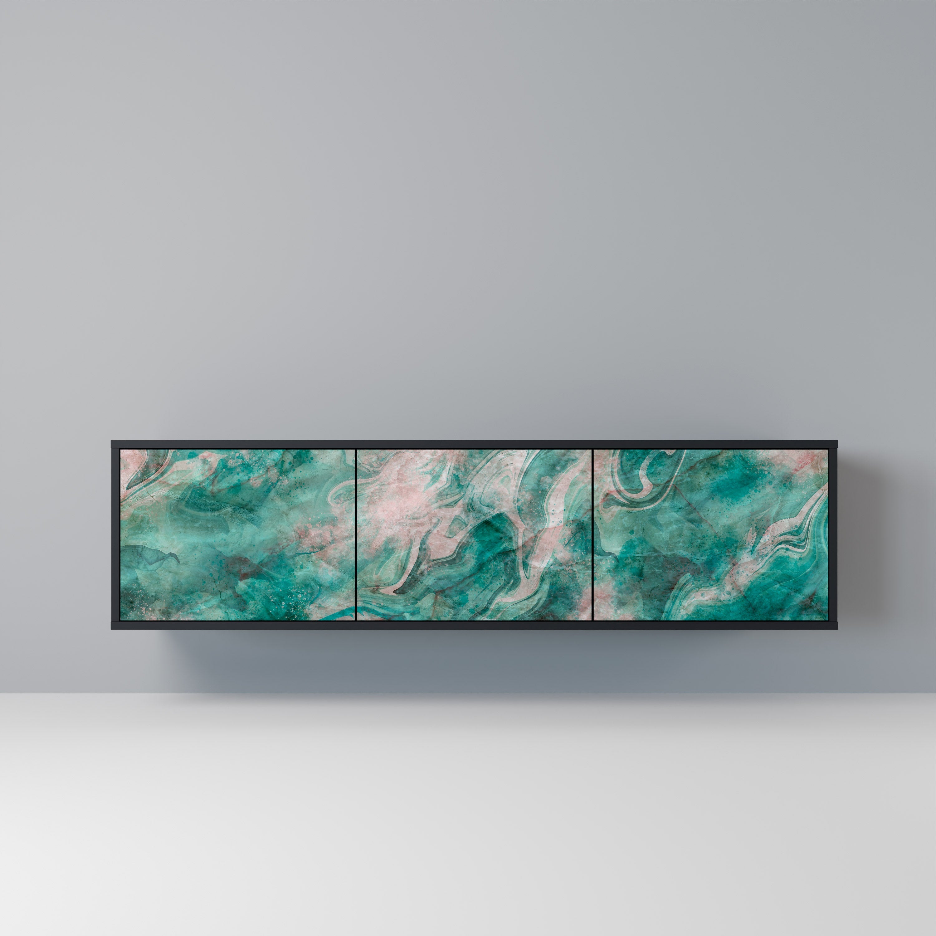 ABSTRACT ALCHEMY 3-dörrars TV-bänk i svart finish
