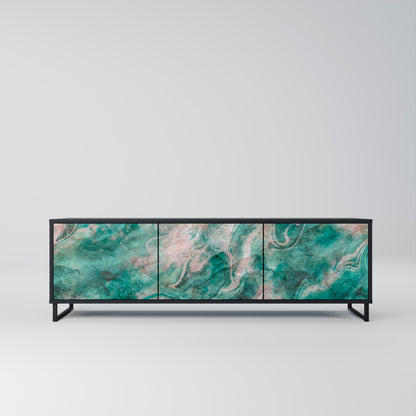 ABSTRACT ALCHEMY 3-Door TV Stand in Black Finish