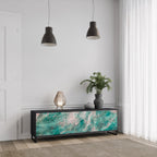 ABSTRACT ALCHEMY 3-Door TV Stand in Black Finish