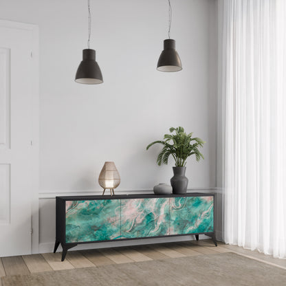 ABSTRACT ALCHEMY 3-Door TV Stand in Black Finish