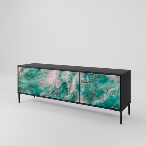 ABSTRACT ALCHEMY 3-dörrars TV-bänk i svart finish