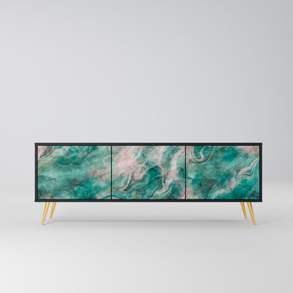 ABSTRACT ALCHEMY 3-Door TV Stand in Black Finish
