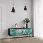 ABSTRACT ALCHEMY 3-Door TV Stand in Black Finish