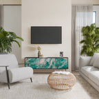 ABSTRACT ALCHEMY 3-Door TV Stand in Black Finish