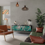 ABSTRACT ALCHEMY 3-Door TV Stand in Black Finish