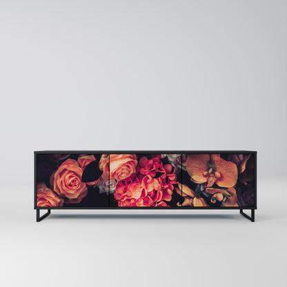 NEVERENDING BLOOM 3-Door TV Stand in Black Finish