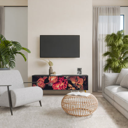 NEVERENDING BLOOM 3-Door TV Stand in Black Finish