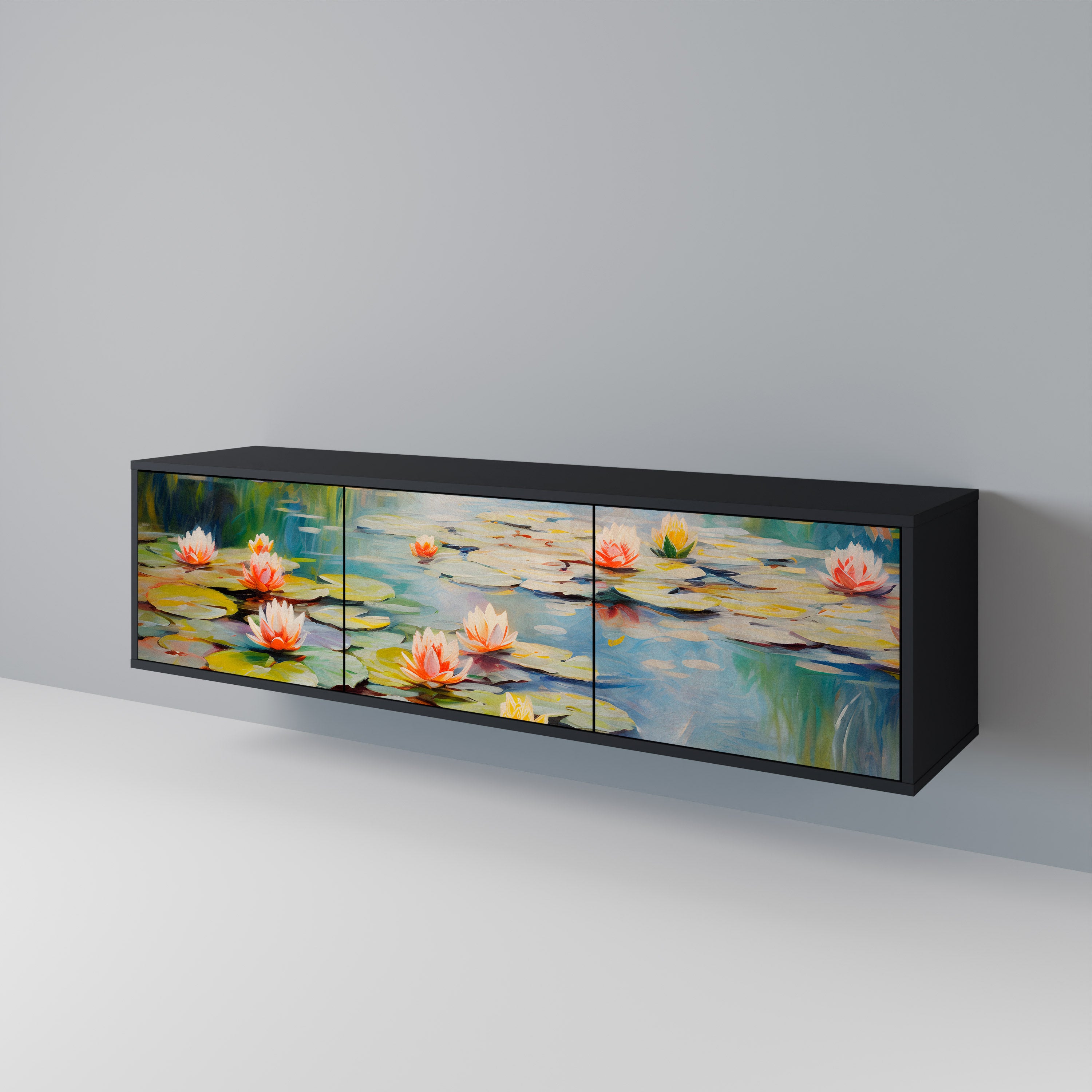 BLOOMING WATERS TV-bänk med 3 dörrar