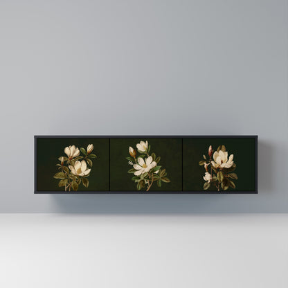 FLORAL NOIR TV-bänk med 3 dörrar i svart finish