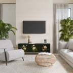 FLORAL NOIR 3-Door TV Stand in Black Finish