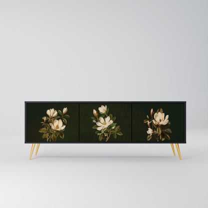 FLORAL NOIR TV-bänk med 3 dörrar i svart finish