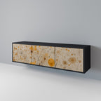 MORNING GLADE 3-Door TV Stand in Black Finish