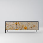 MORNING GLADE 3-Door TV Stand in Black Finish