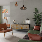 MORNING GLADE 3-Door TV Stand in Black Finish