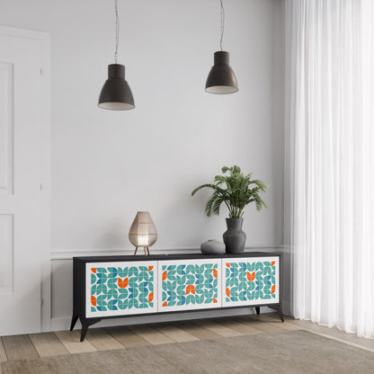 BE THE CHANGE 3-Door TV Stand in Black Finish