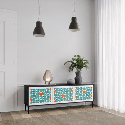BE THE CHANGE 3-Door TV Stand in Black Finish
