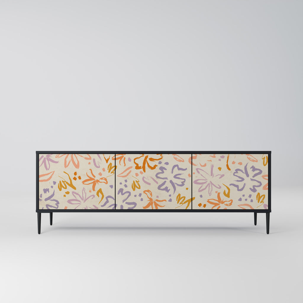 SPRING WHIMSY 3-dörrars TV-bänk i svart finish