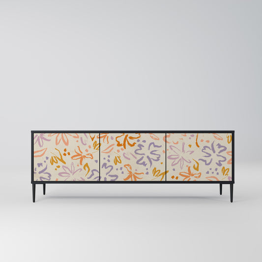 SPRING WHIMSY 3-Door TV Stand in Black Finish