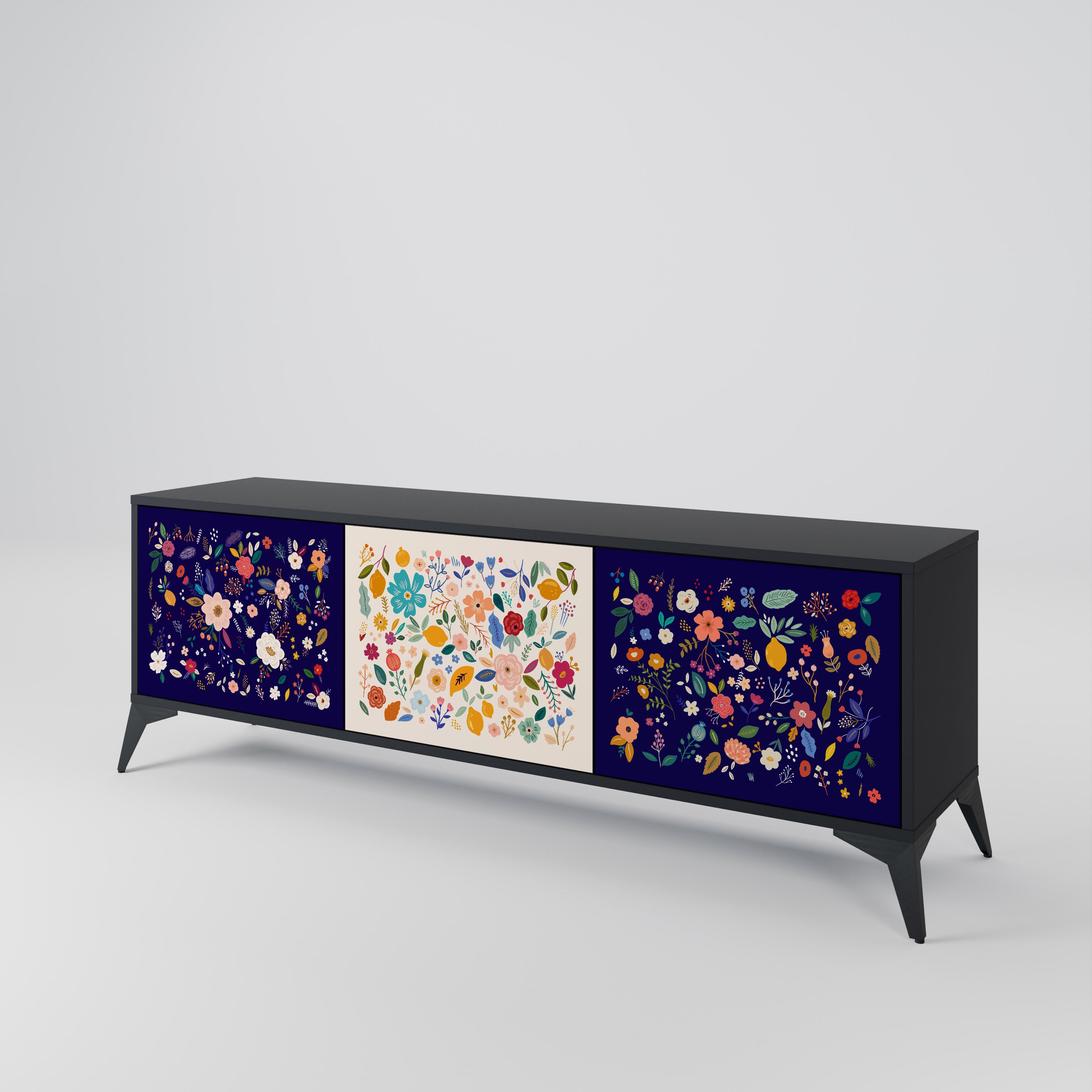 FLORAL COMBINATION 3-Door TV Cabinet