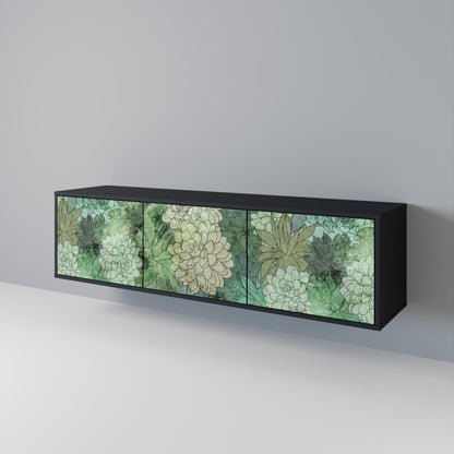SUCCULENT CLUSTER 3-Door TV Stand in Black Finish