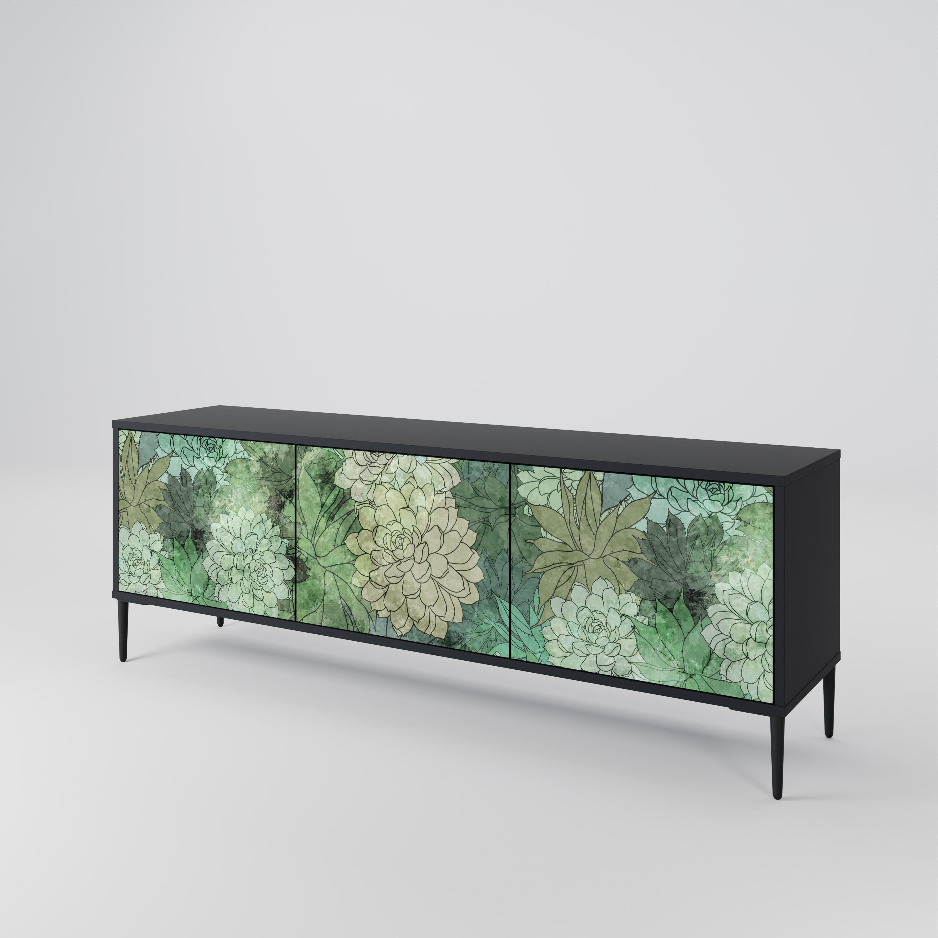 SUCCULENT CLUSTER 3-dörrars TV-bänk i svart finish
