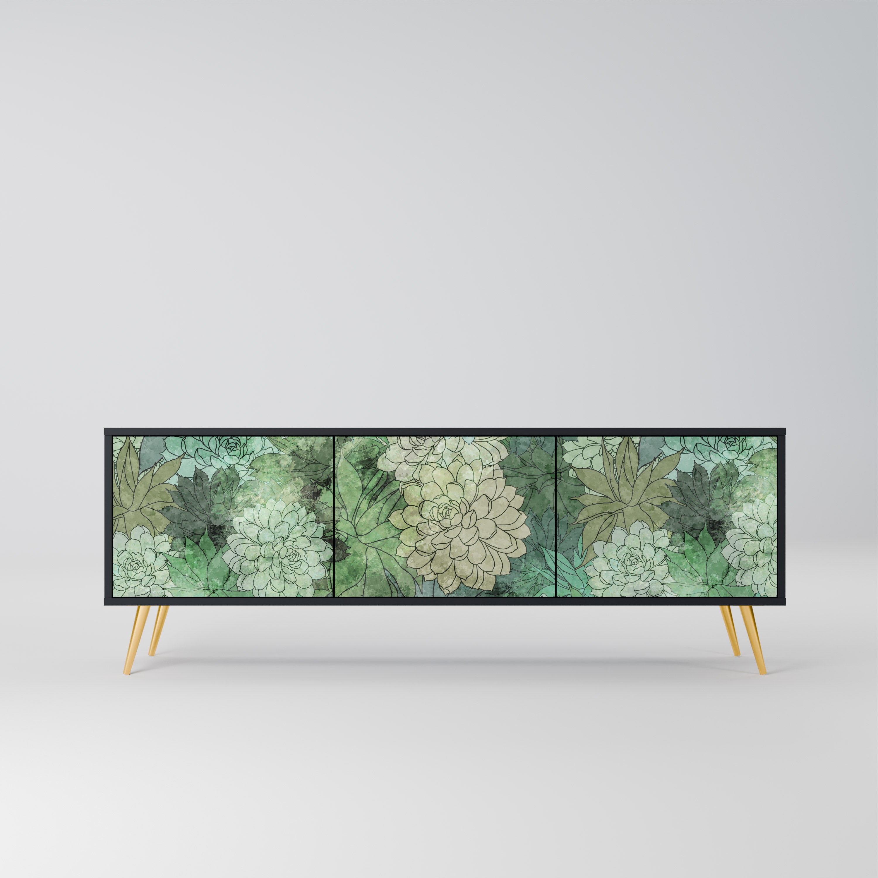 SUCCULENT CLUSTER 3-dörrars TV-bänk i svart finish