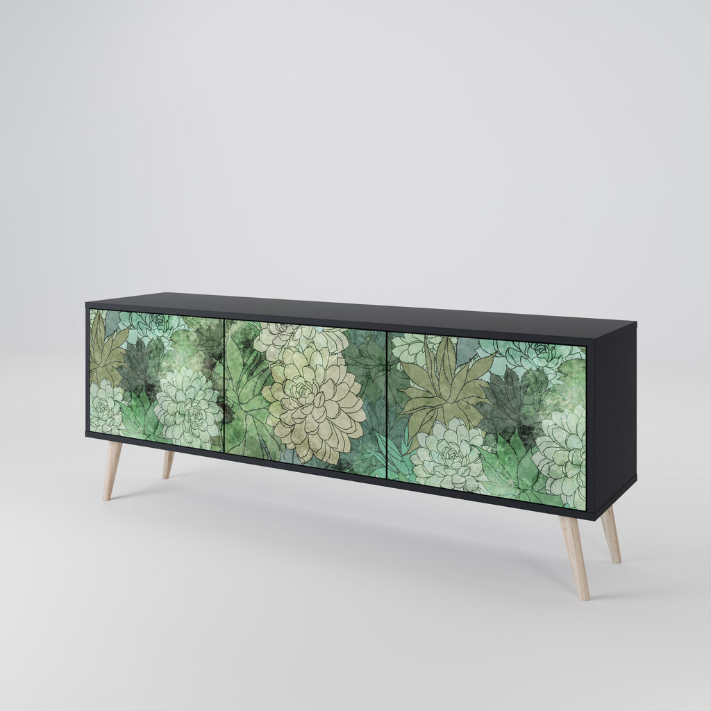 SUCCULENT CLUSTER 3-dörrars TV-bänk i svart finish