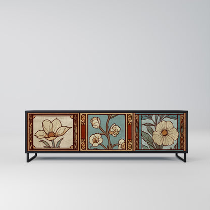 TIMELESS FLORA 3-Door TV Stand in Black Finish