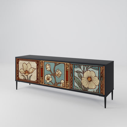 TIMELESS FLORA 3-Door TV Stand in Black Finish