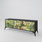 SUCCULENTS KALEIDOSCOPE 3-Door TV Stand in Black Finish