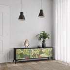 SUCCULENTS KALEIDOSCOPE 3-Door TV Stand in Black Finish