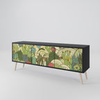 SUCCULENTS KALEIDOSCOPE 3-Door TV Stand in Black Finish