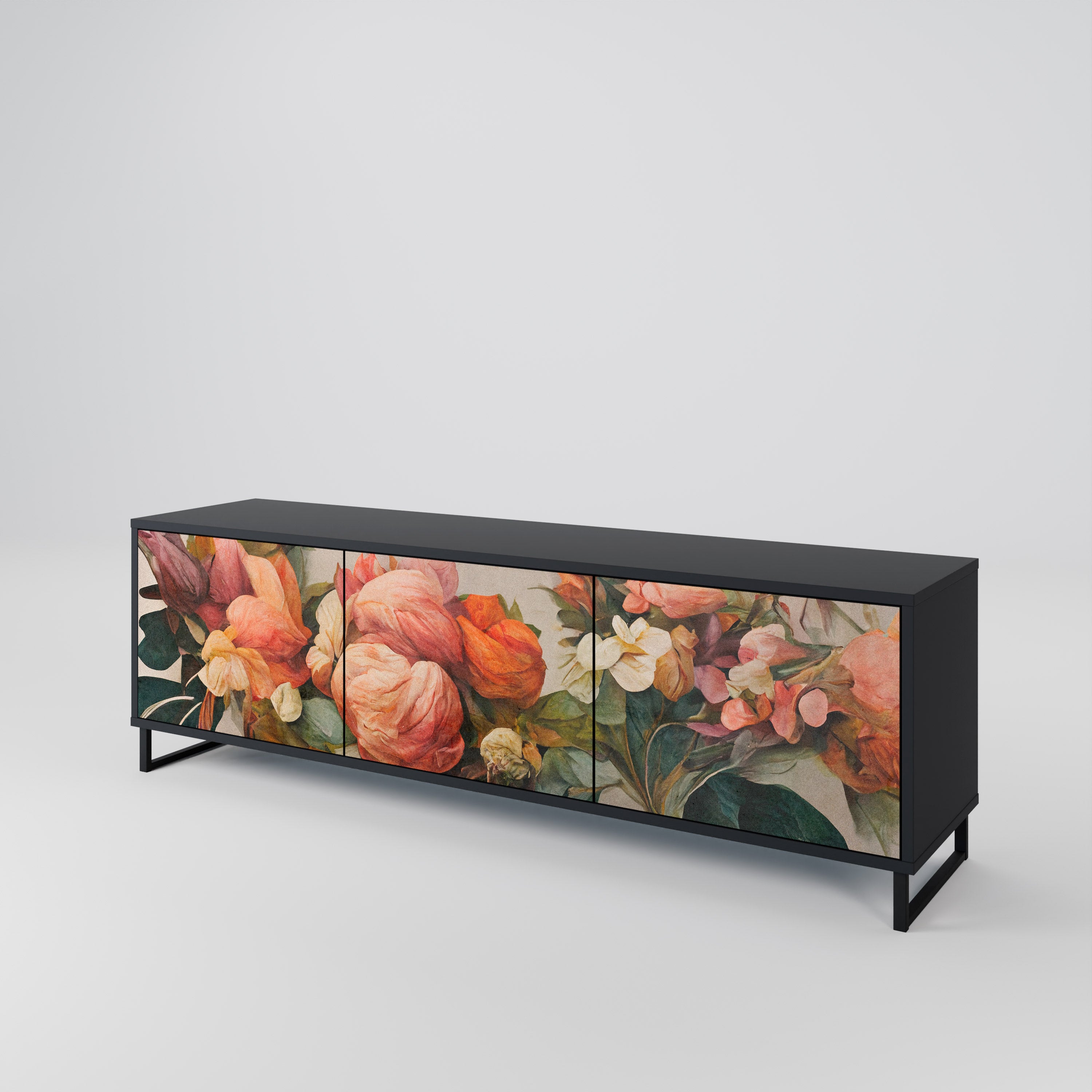 STYLISH BEAUTY 3-dörrars TV-bänk i svart finish