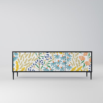 HELLO SPRING 3-Door TV Stand in Black Finish