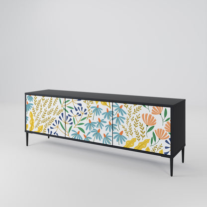 HELLO SPRING 3-Door TV Stand in Black Finish