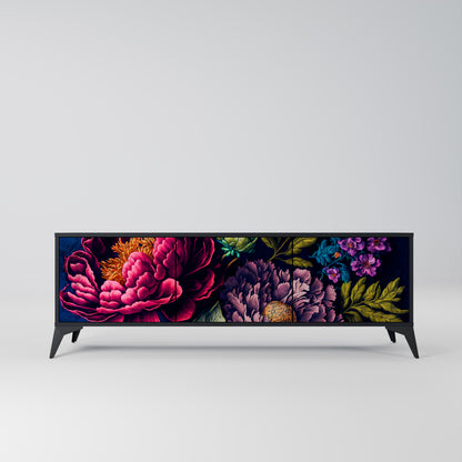 BLOOMING ELEGANCE 3-dörrars TV-bänk i svart finish