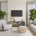 GENTLE POWER 3-Door TV Stand in Black Finish