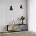 GENTLE POWER 3-Door TV Stand in Black Finish