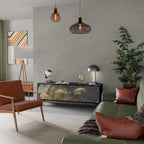 GENTLE POWER 3-Door TV Stand in Black Finish