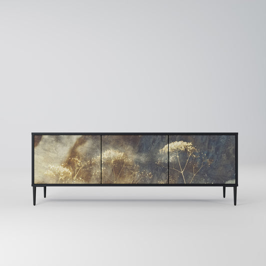 GENTLE POWER 3-Door TV Stand in Black Finish