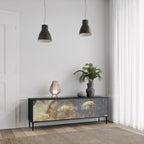 GENTLE POWER 3-Door TV Stand in Black Finish