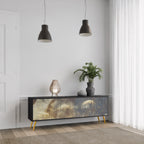 GENTLE POWER 3-Door TV Stand in Black Finish