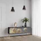 GENTLE POWER 3-Door TV Stand in Black Finish