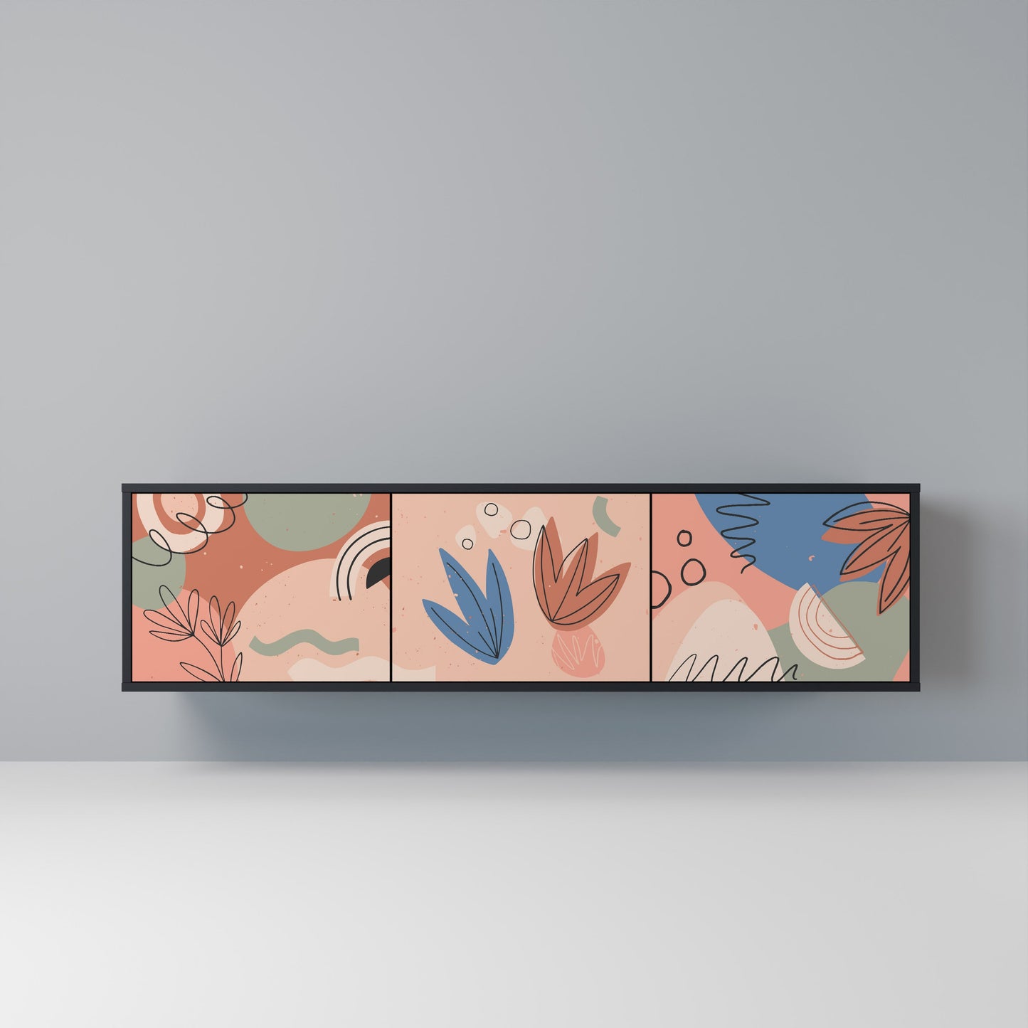 PASTEL DESTINY 3-dörrars TV-bänk i svart finish