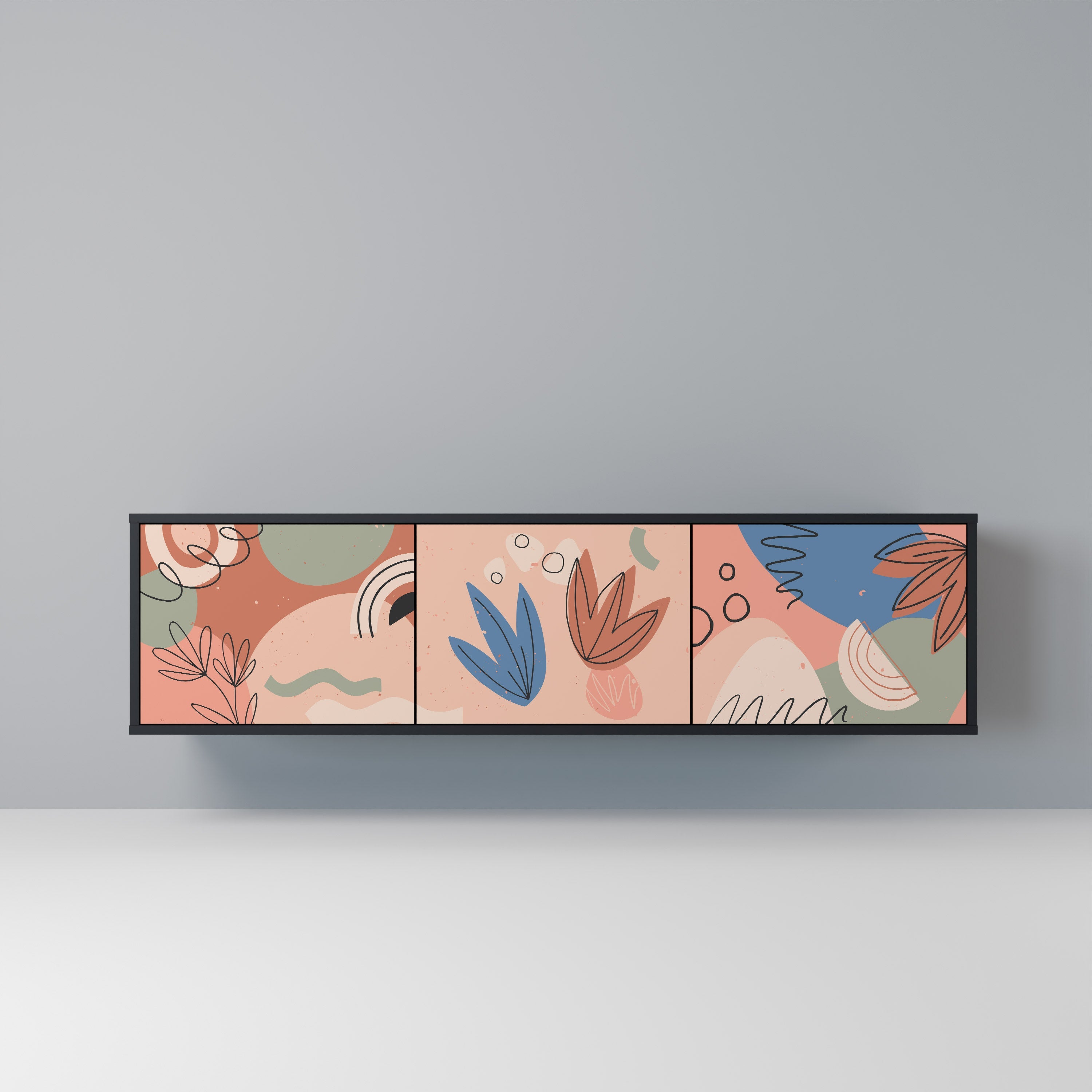PASTEL DESTINY 3-dörrars TV-bänk i svart finish