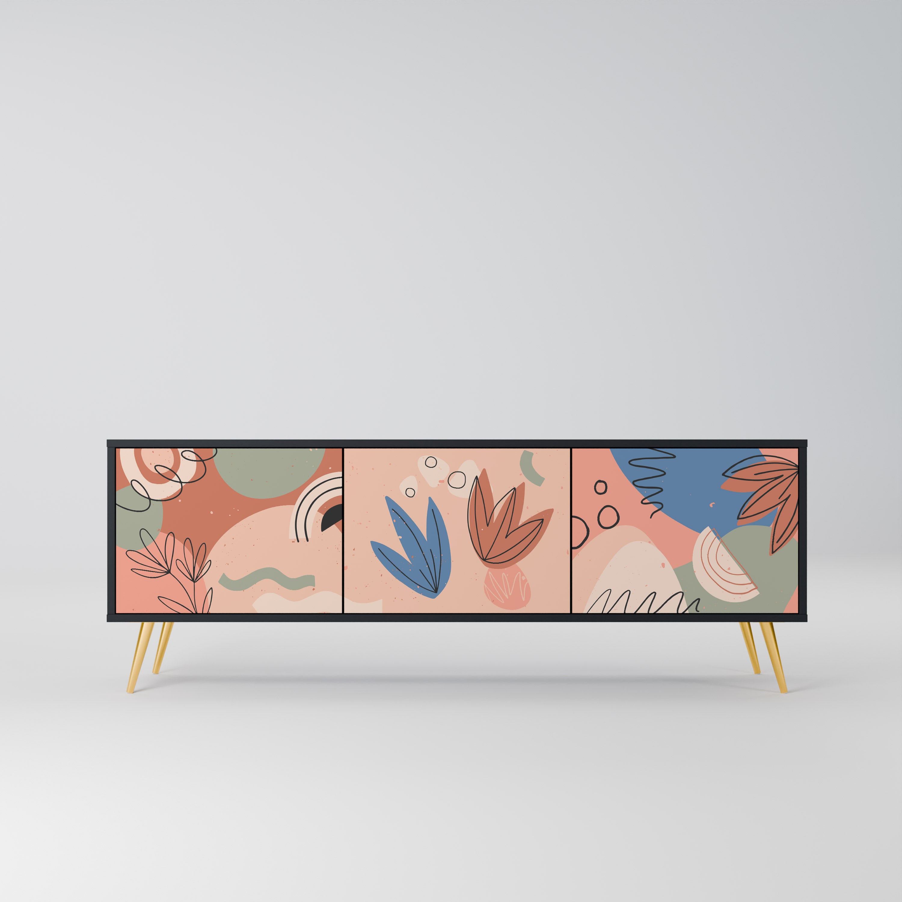 PASTEL DESTINY 3-dörrars TV-bänk i svart finish