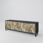 HERBAL GRACE 3-Door TV Stand in Black Finish