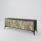 HERBAL GRACE 3-Door TV Stand in Black Finish