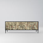 HERBAL GRACE 3-Door TV Stand in Black Finish