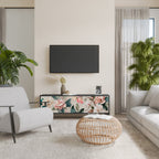 FLORAL GRACE 3-Door TV Stand in Black Finish